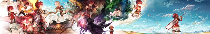 Elsword characters in a panoramic fantasy landscape