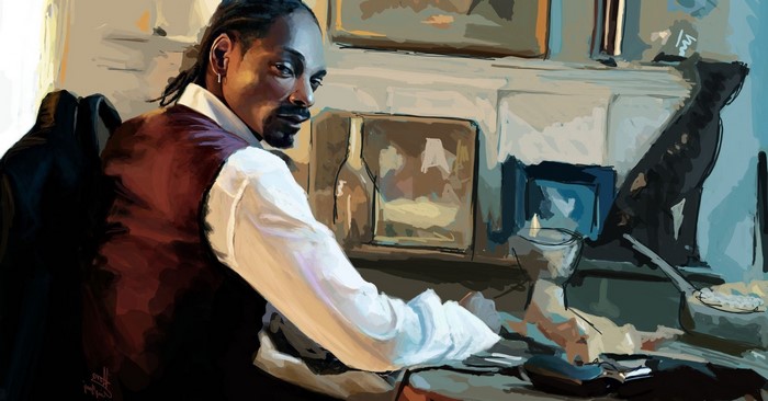 Snoop Dogg in a vest and white shirt