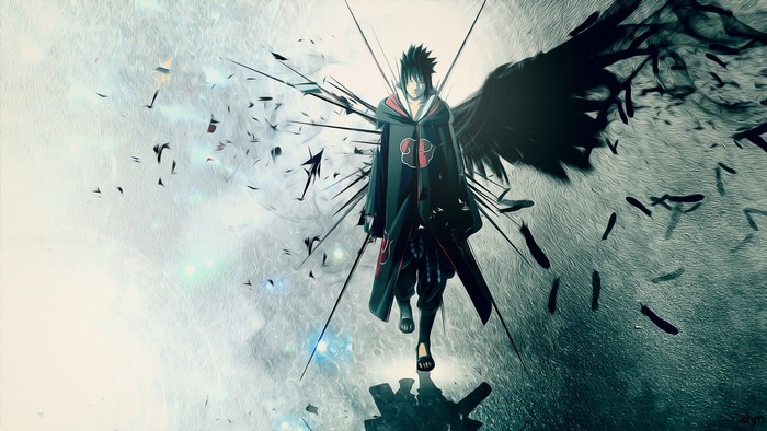 Sasuke Uchiha from Naruto Shippuden with Crow Wings