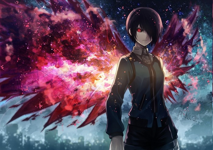 Touka Kirishima from Tokyo Ghoul with wings