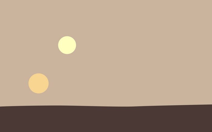 Tatooine twin suns over desert landscape