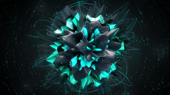 Abstract 3D digital art with geometric shapes