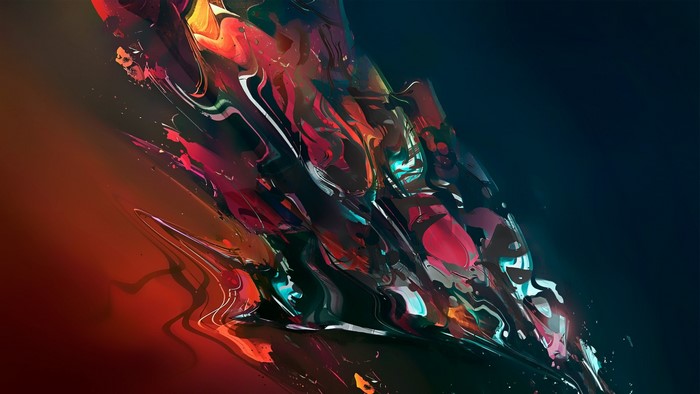 Abstract digital art with melting colorful forms