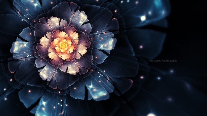 Abstract fractal flower with glowing petals