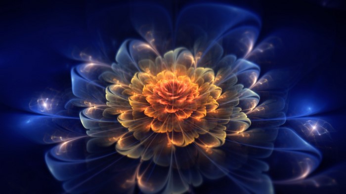 Abstract fractal flower with orange and blue colors