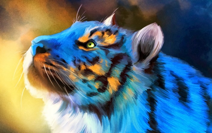 Digital art of a blue tiger