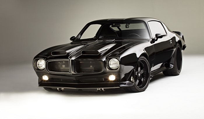 Black 1970s Pontiac Firebird muscle car