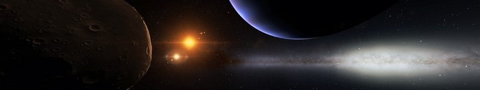 Planets and galaxy in outer space