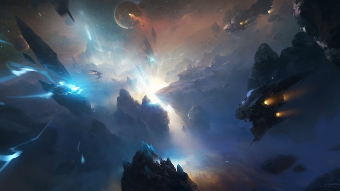 Futuristic Spaceships in Dynamic Space Battle