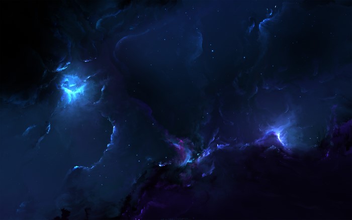 Deep Space Nebula with Blue and Purple Hues