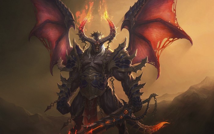 Demon with wings and sword