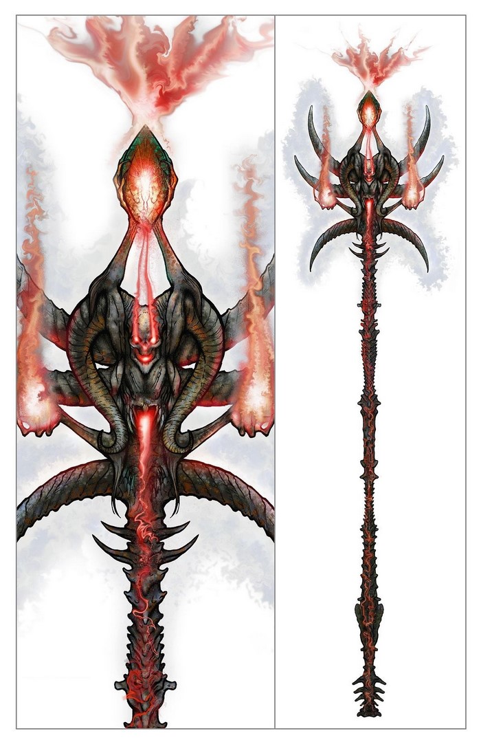 Demonic staff with red energy