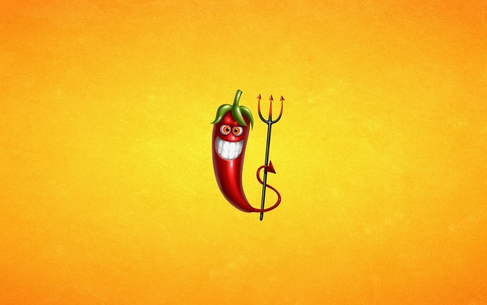 Devil Chili Pepper with Pitchfork