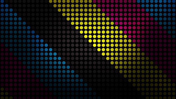 Colorful CMYK Polka Dot Digital Art Pattern