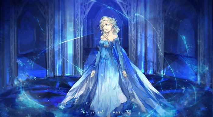 Elsa from Frozen in an ice palace