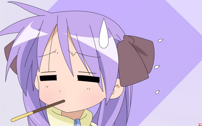 Kagami Hiiragi from Lucky Star eating Pocky