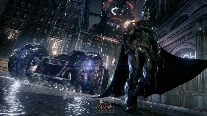 Batman from Batman: Arkham Knight with Batmobile