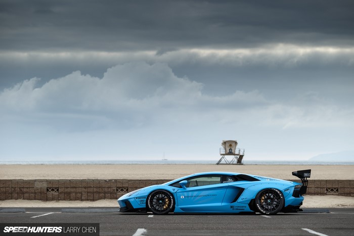 Blue Lamborghini Aventador LB Works by Liberty Walk