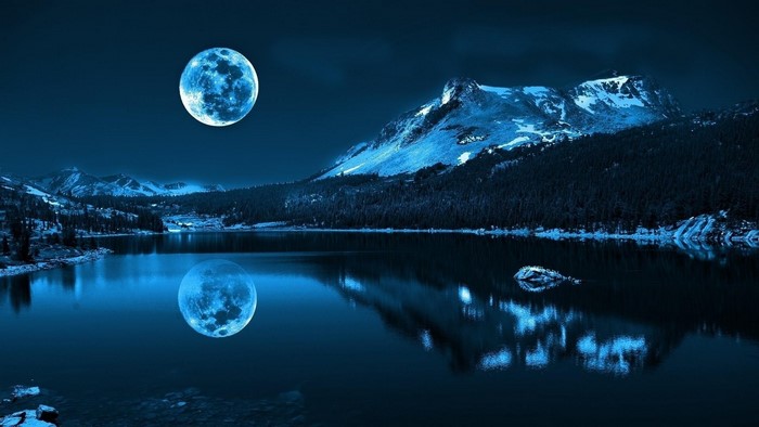 Moonlit Mountain Lake Landscape