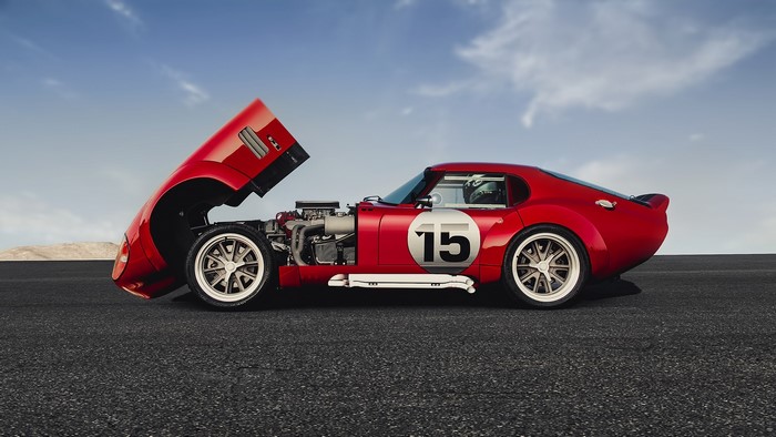 Red Shelby Cobra Daytona with Hood Open