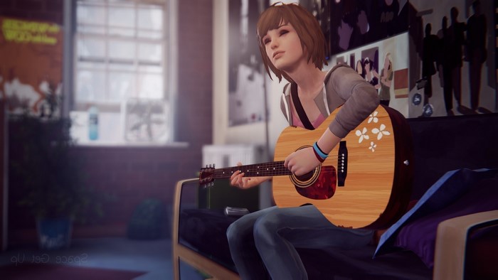 Max Caulfield playing guitar in Life is Strange