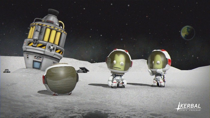 Kerbal Space Program astronauts on the moon