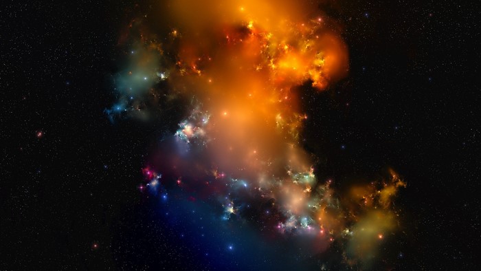Colorful Nebula and Stars in Space