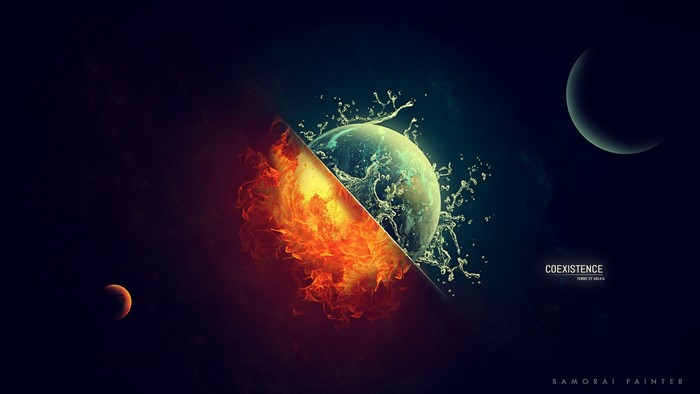Coexistence: Earth and Sun Digital Art