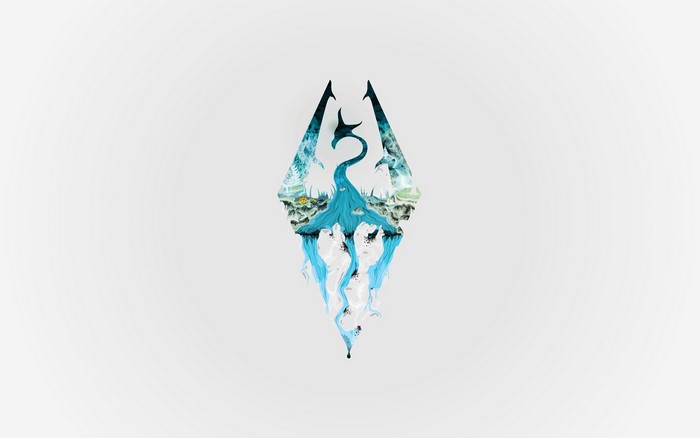 The Elder Scrolls V: Skyrim logo with landscape