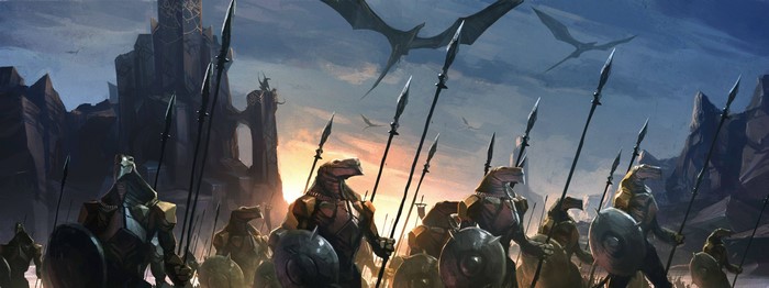 Endless Legend Saurian army with flying creatures