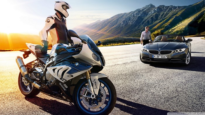 BMW S1000RR motorcycle and BMW Z4 car