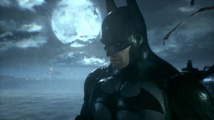 Batman from Batman: Arkham Knight in the rain