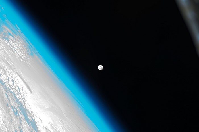 Earth's atmosphere and the Moon from space