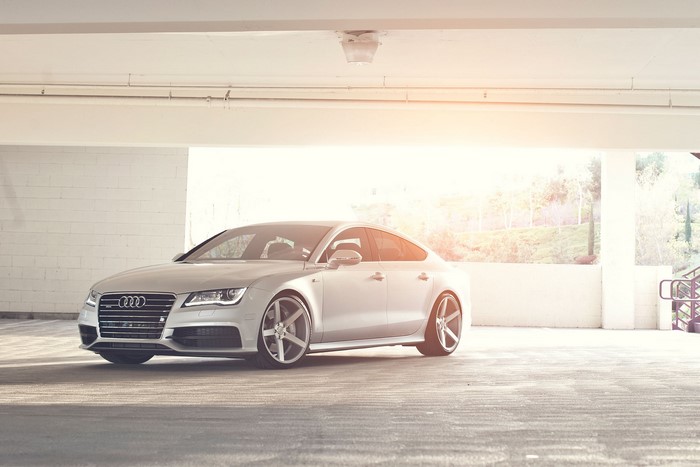 White Audi A7 with custom wheels