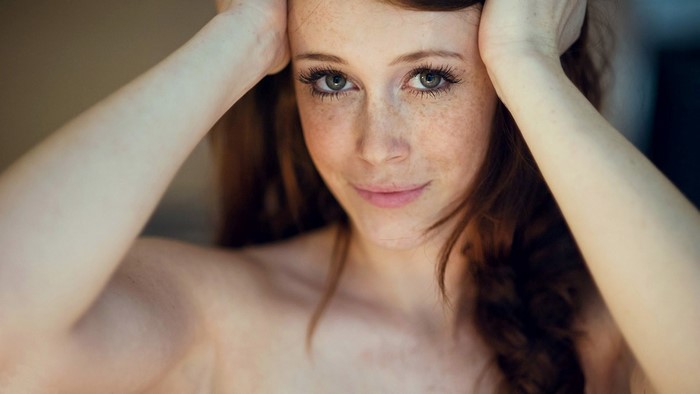 Charlotte Herbert with Freckles and Blue Eyes