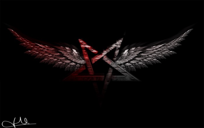 Pentagram with wings