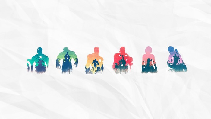 The Avengers silhouettes with inner scenes