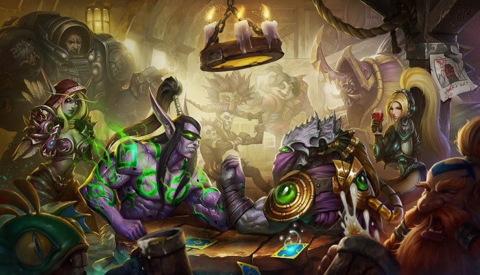 Characters from Warcraft and StarCraft arm wrestling