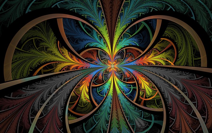 Vibrant Abstract Fractal with Mirrored Symmetry
