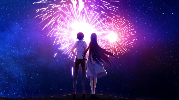 Couple watching fireworks from Grisaia no Kajitsu