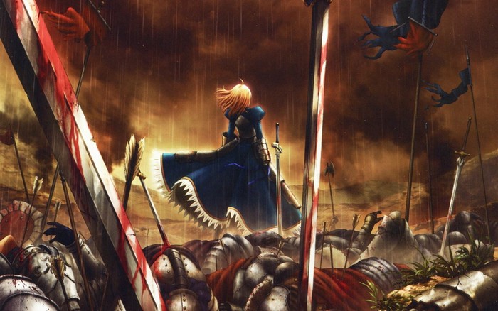 Saber from Fate Series in a battlefield