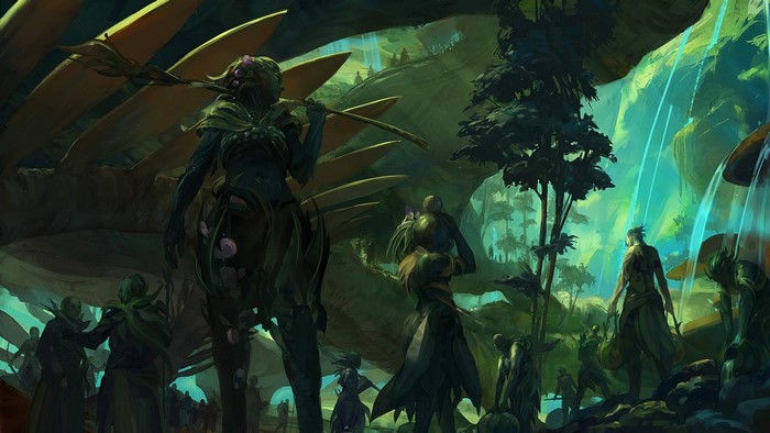 Sylvari from Guild Wars 2 in a fantasy forest