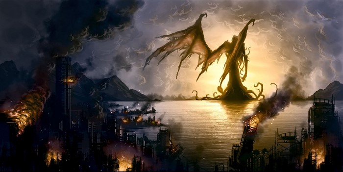Fantasy art of demon and destruction