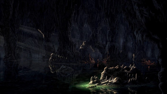 Eerie Glow in a Dark Fantasy Cave