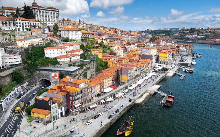 Porto, Portugal cityscape with river and boats