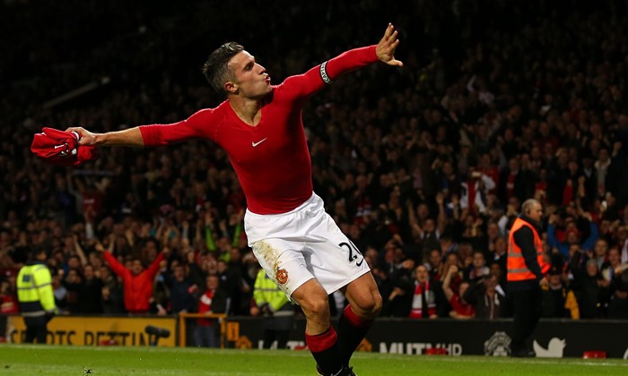 Robin van Persie celebrating a goal for Manchester United