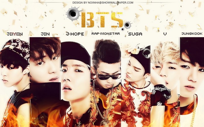 BTS members Jin, Suga, J-Hope, Rap Monster, Jimin, V, and Jungkook
