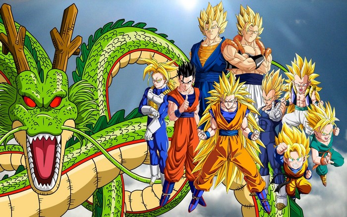 Dragon Ball Z Shenron with Super Saiyans