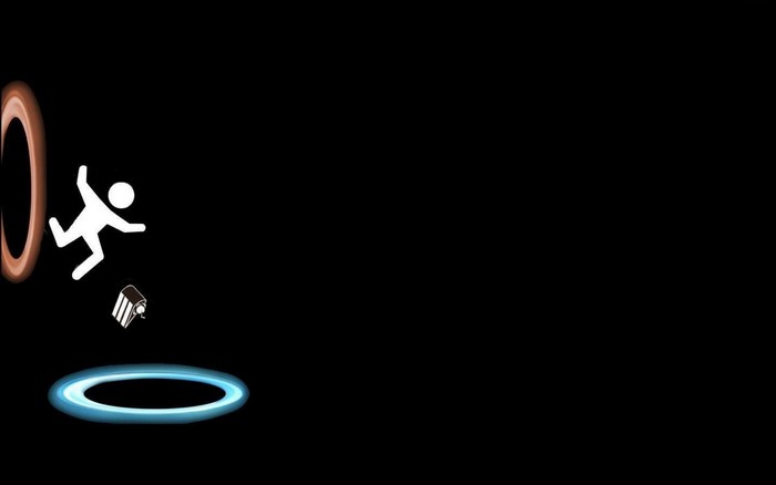 Portal minimalist stick figure falling through portals