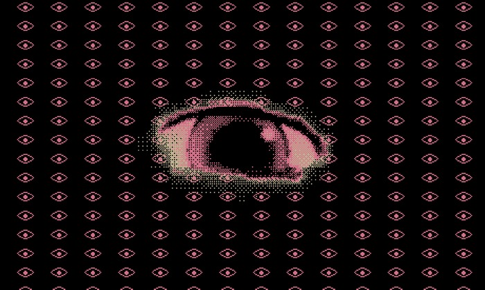 Pixel Art Eye with Repeated Eye Patterns Lain